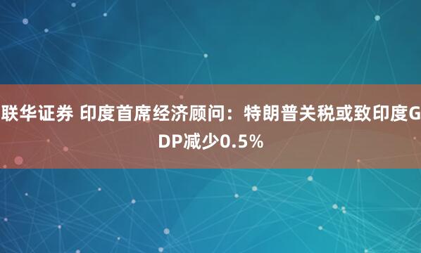 联华证券 印度首席经济顾问：特朗普关税或致印度GDP减少0.5%